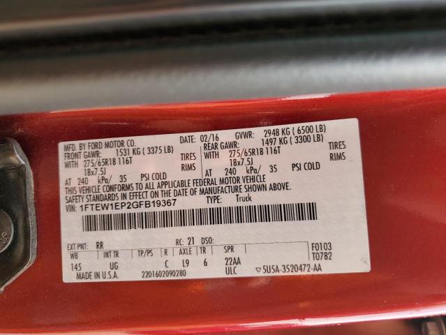2016 FORD F150 SUPER - 1FTEW1EP2GFB19367
