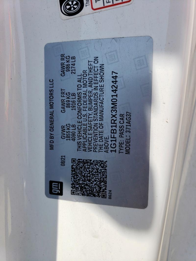 2021 CHEVROLET CAMARO LS - 1G1FB1RX3M0142447
