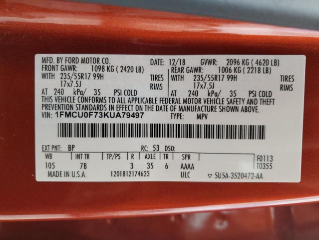 2019 FORD ESCAPE S - 1FMCU0F73KUA79497