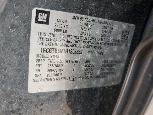 2017 CHEVROLET COLORADO - 1GCGTBEN1H1203832