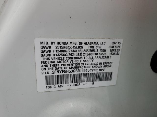 2016 HONDA PILOT EXL - 5FNYF5H53GB014615