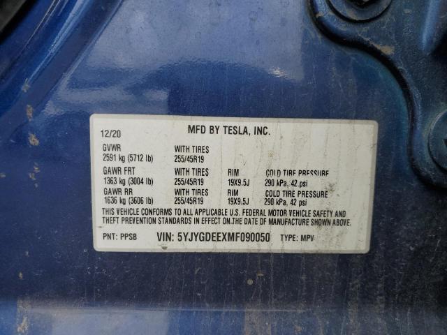 2021 TESLA MODEL Y - 5YJYGDEEXMF090050