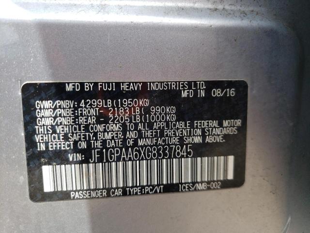 2016 SUBARU IMPREZA JF1GPAA6XG8337845