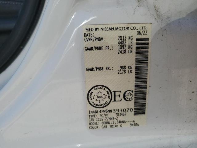 2022 NISSAN ALTIMA PLA 1N4BL4FW6NN393070