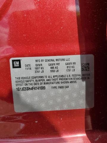 2015 CHEVROLET SONIC LT 1G1JC5SH4F4141689