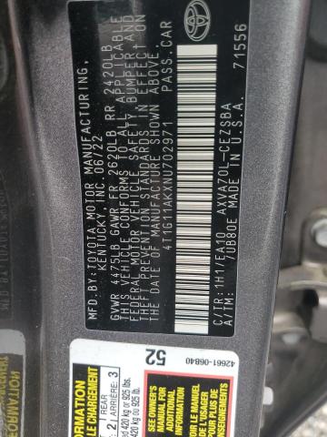 2022 TOYOTA CAMRY SE 4T1G11AKXNU702971