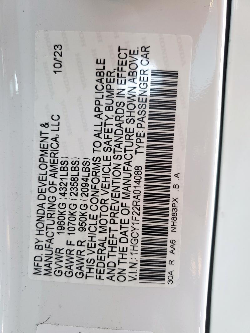 2024 HONDA ACCORD LX 1HGCY1F22RA014088