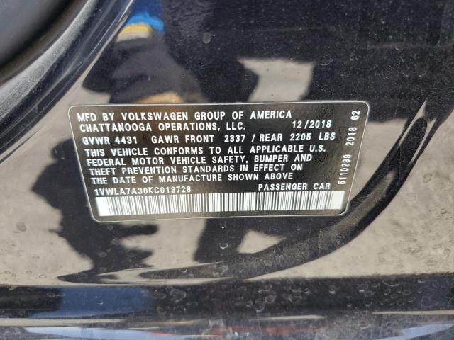 2019 VOLKSWAGEN PASSAT WOL 1VWLA7A30KC013728