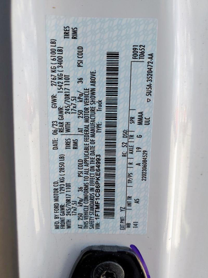 2023 FORD F150 - 1FTMF1CB6PKE64993