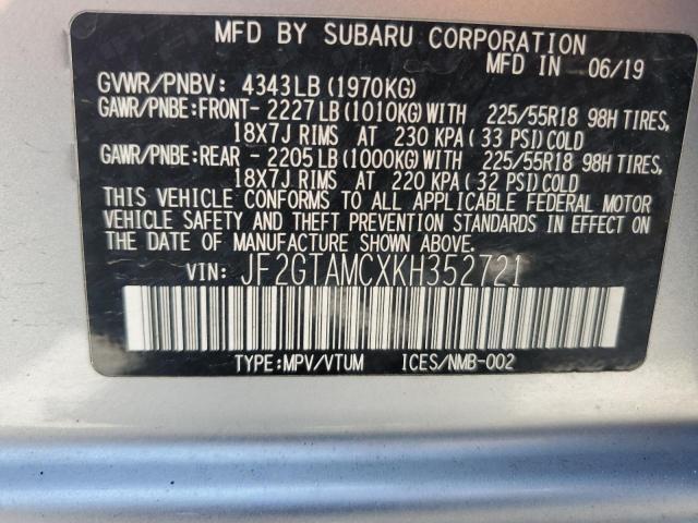 2019 SUBARU CROSSTREK - JF2GTAMCXKH352721