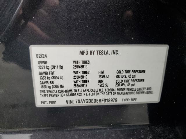 2024 TESLA MODEL Y - 7SAYGDED5RF018979