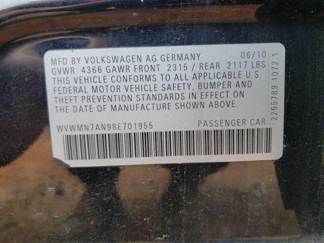 2011 VOLKSWAGEN CC SPORT - WVWMN7AN9BE701955