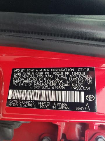 2018 TOYOTA PRIUS C JTDKDTB3XJ1619836
