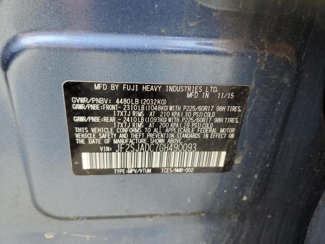 2016 SUBARU FORESTER 2 - JF2SJADC7GH490093