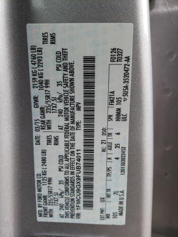 2015 FORD ESCAPE SE 1FMCU9GX9FUB74011