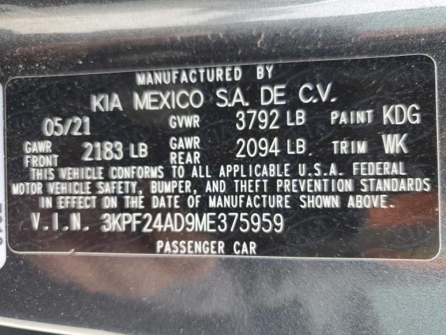 2021 KIA FORTE FE 3KPF24AD9ME375959