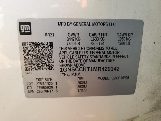 2021 CHEVROLET SUBURBAN C - 1GNSCCKT1MR420142