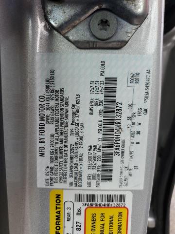 2017 FORD FUSION SE - 3FA6P0HD4HR132872