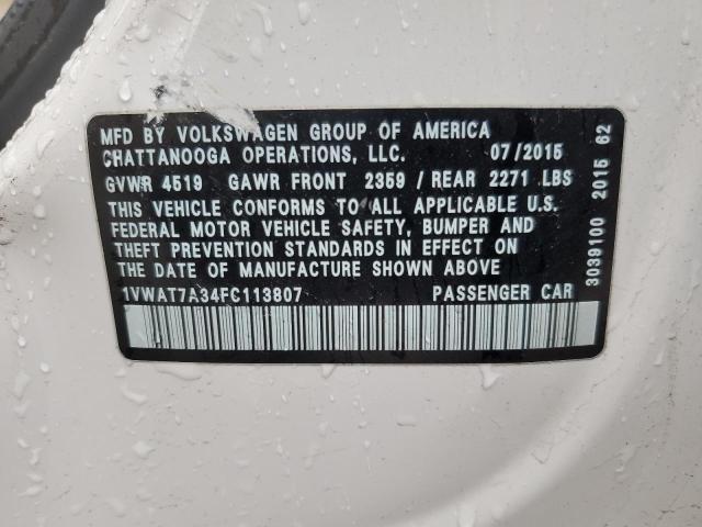 2015 VOLKSWAGEN PASSAT S - 1VWAT7A34FC113807