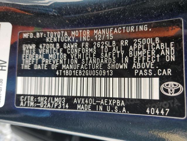 2016 TOYOTA AVALON HYB 4T1BD1EB2GU050913