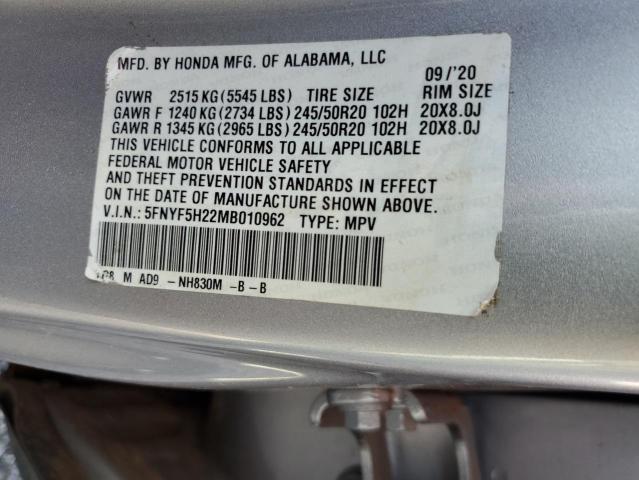 2021 HONDA PILOT SE 5FNYF5H22MB010962