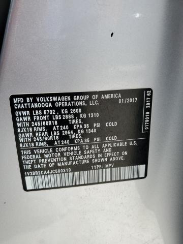 2018 VOLKSWAGEN ATLAS 1V2BR2CA4JC500319