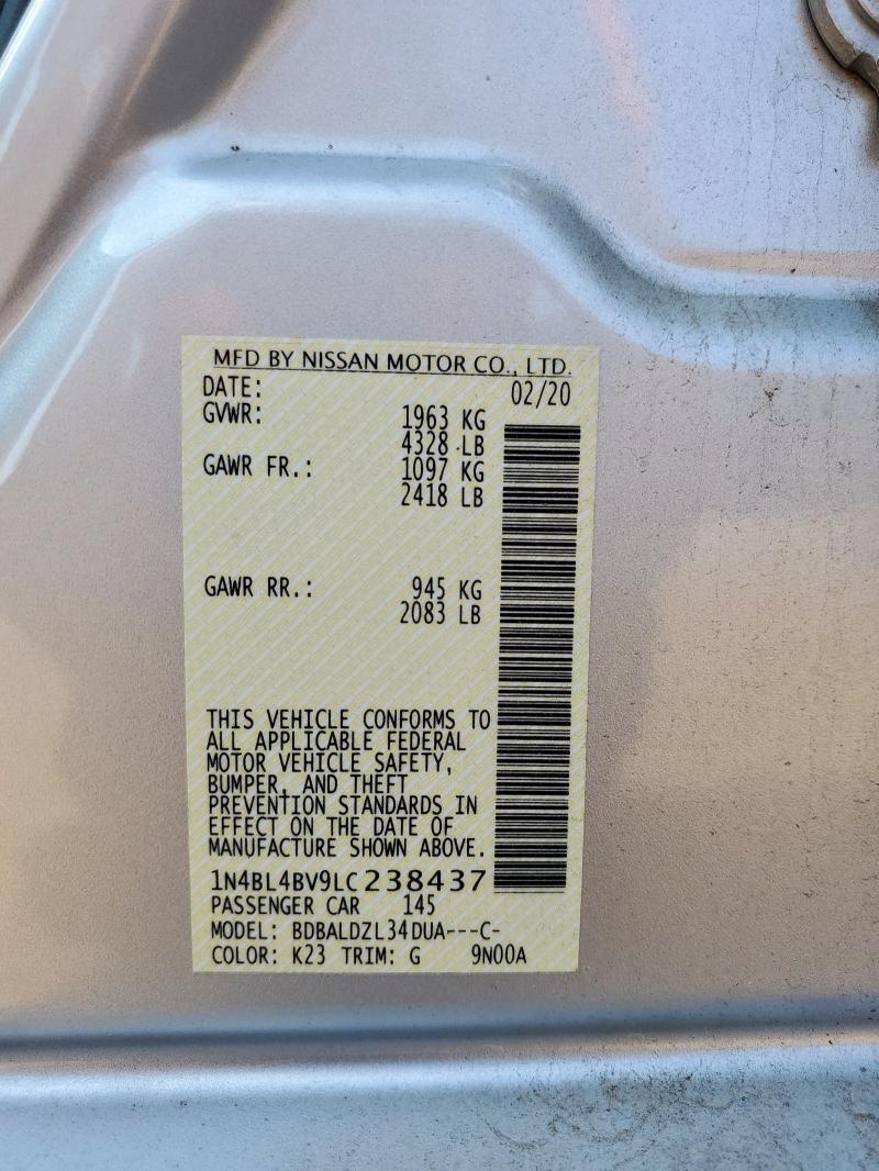 2020 NISSAN ALTIMA S 1N4BL4BV9LC238437