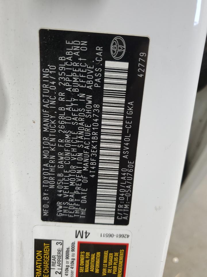 Lot #3211177638 2011 TOYOTA CAMRY BASE