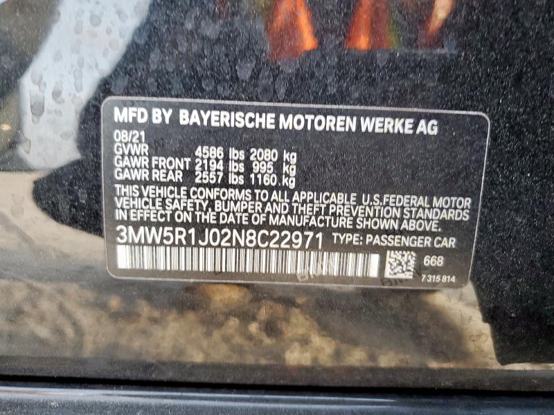 2022 BMW 330I - 3MW5R1J02N8C22971