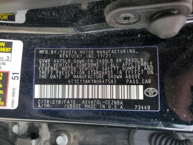 2022 TOYOTA CAMRY LE - 4T1C11AK1NU647583