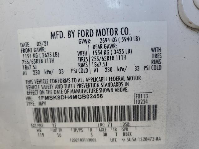 2021 FORD EXPLORER X - 1FMSK8DH4MGB02458