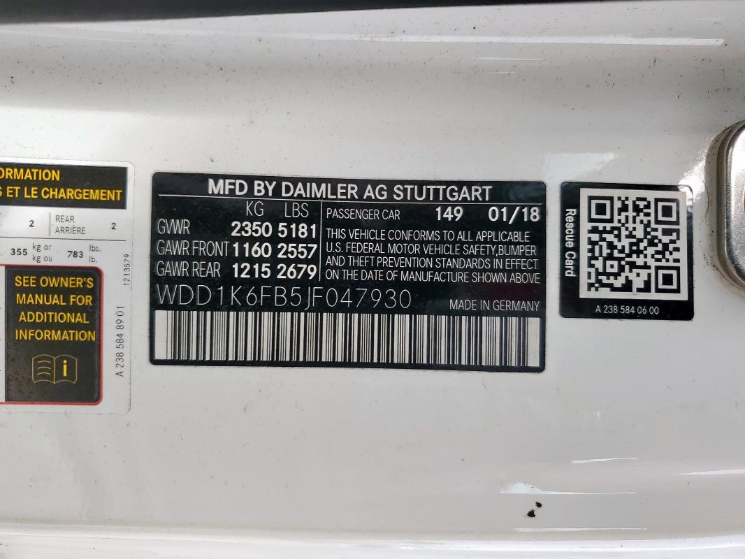 2018 MERCEDES-BENZ E 400 - WDD1K6FB5JF047930