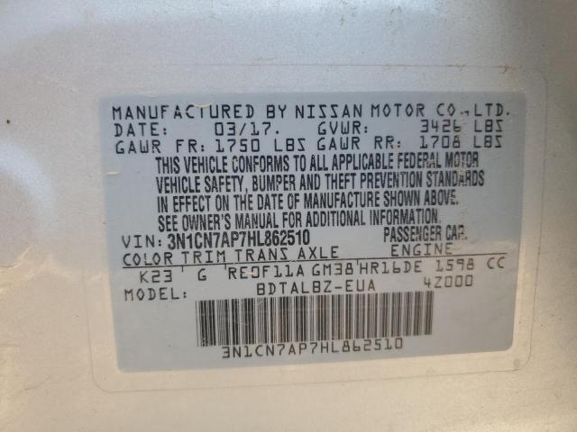 2017 NISSAN VERSA S - 3N1CN7AP7HL862510