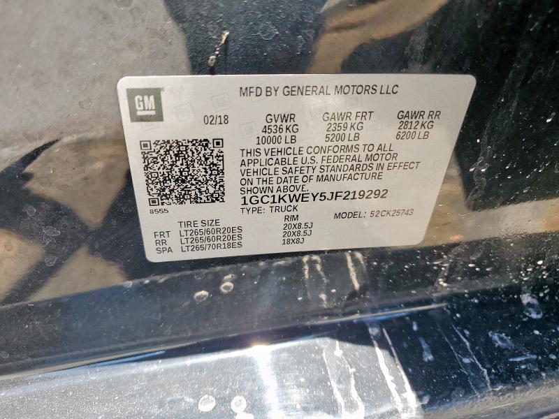 2018 CHEVROLET SILVERADO - 1GC1KWEY5JF219292
