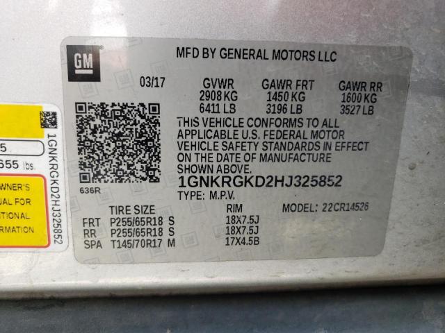 2017 CHEVROLET TRAVERSE L - 1GNKRGKD2HJ325852