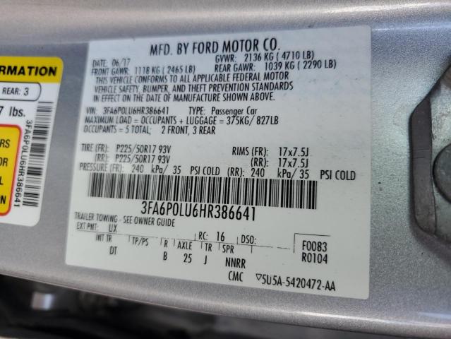 2017 FORD FUSION SE - 3FA6P0LU6HR386641