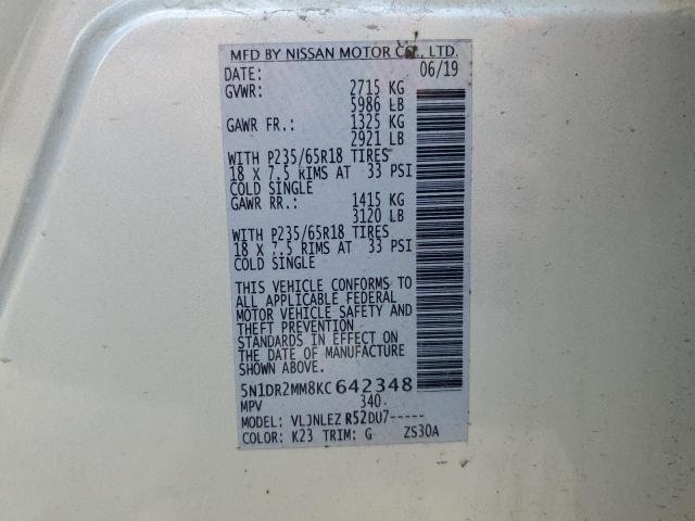 2019 NISSAN PATHFINDER - 5N1DR2MM8KC642348