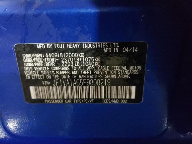2015 SUBARU WRX JF1VA1A65F9808219