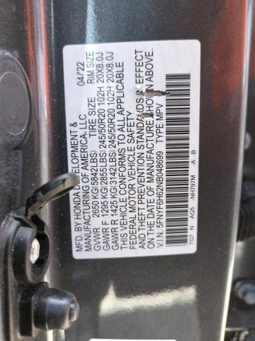 2022 HONDA PILOT TOURING 5FNYF6H62NB048699
