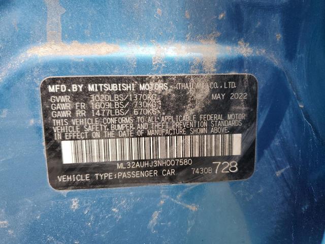 2022 MITSUBISHI MIRAGE ES - ML32AUHJ3NH007580