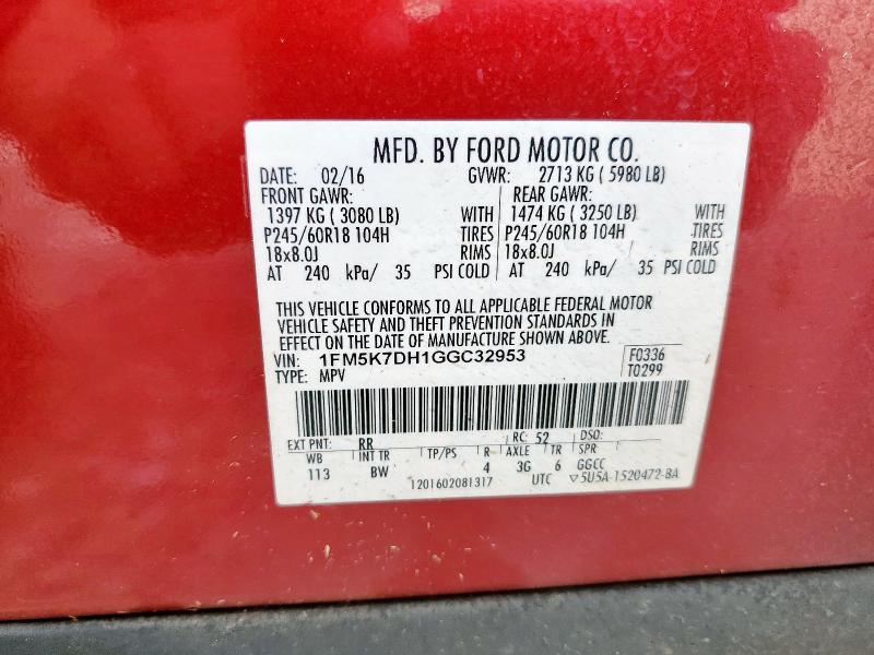 2016 FORD EXPLORER X - 1FM5K7DH1GGC32953
