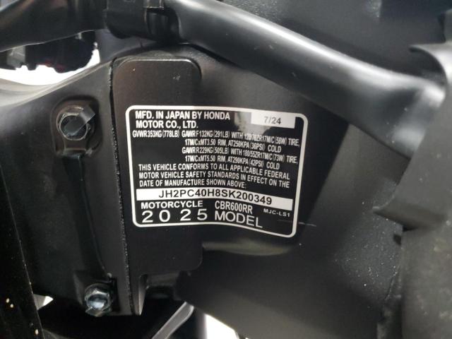 2025 HONDA CBR600 RA JH2PC40H8SK200349