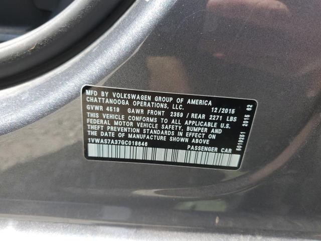 2016 VOLKSWAGEN PASSAT S - 1VWAS7A37GC018646