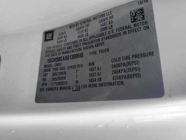 2016 CHEVROLET COLORADO - 1GCHSBEA0G1389608