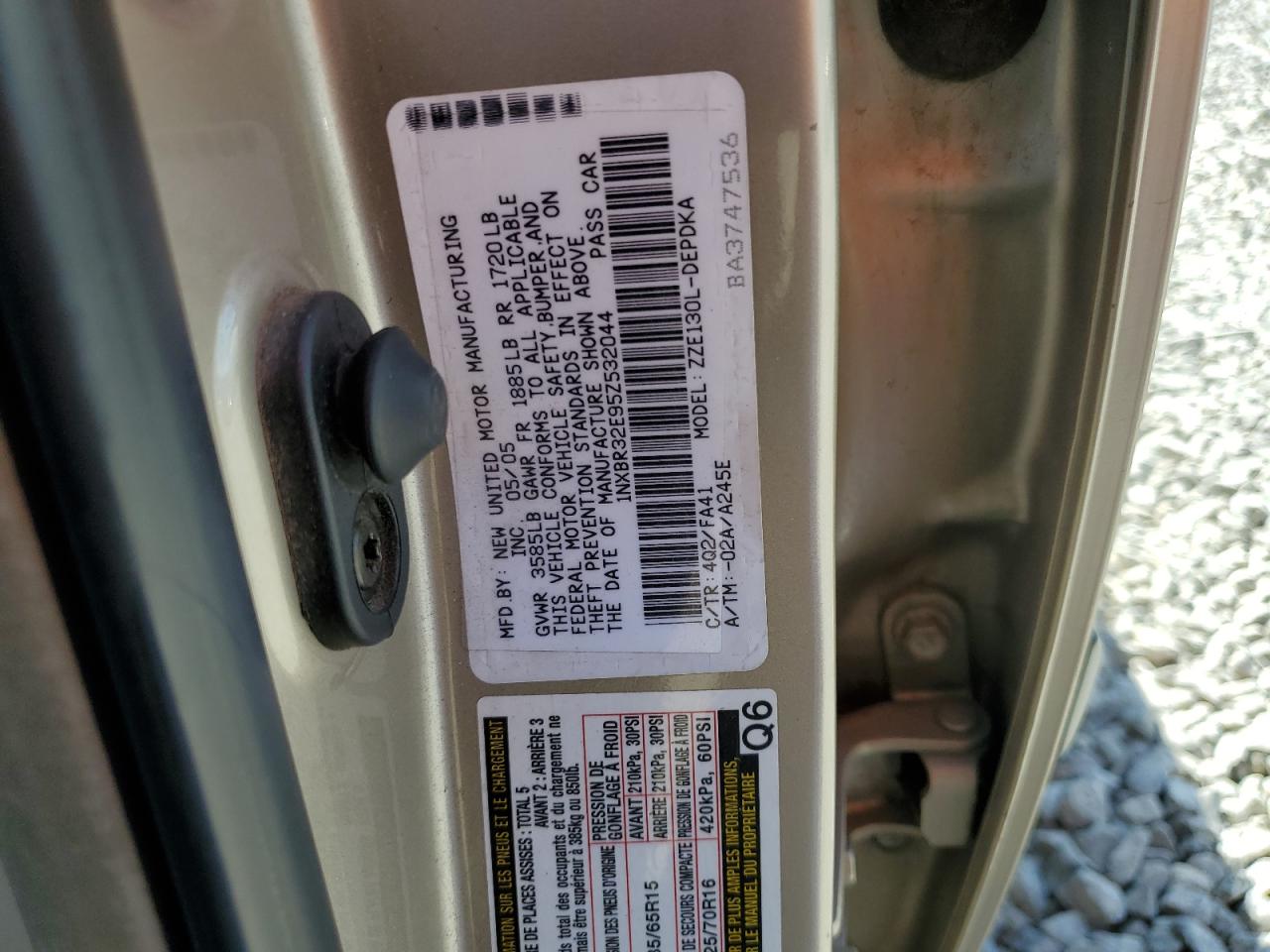 Lot #3223682468 2005 TOYOTA COROLLA CE