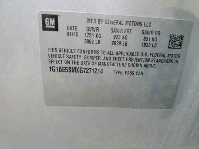 2016 CHEVROLET CRUZE LT 1G1BE5SMXG7271214
