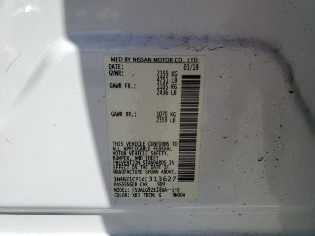 2019 NISSAN LEAF S PLU 1N4BZ1CP1KC313627