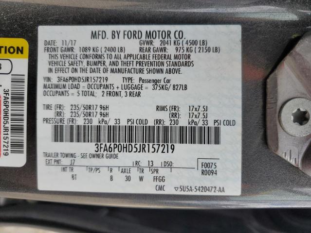 2018 FORD FUSION SE - 3FA6P0HD5JR157219