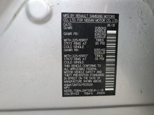 2020 NISSAN ROGUE S - KNMAT2MT0LP505124