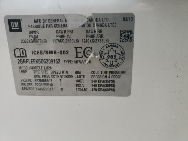 2013 CHEVROLET EQUINOX LT - 2GNFLEEK6D6309162